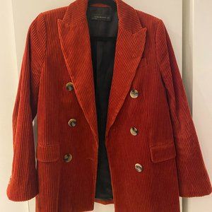 Burnt Orange Corduroy Zara Blazer, XS